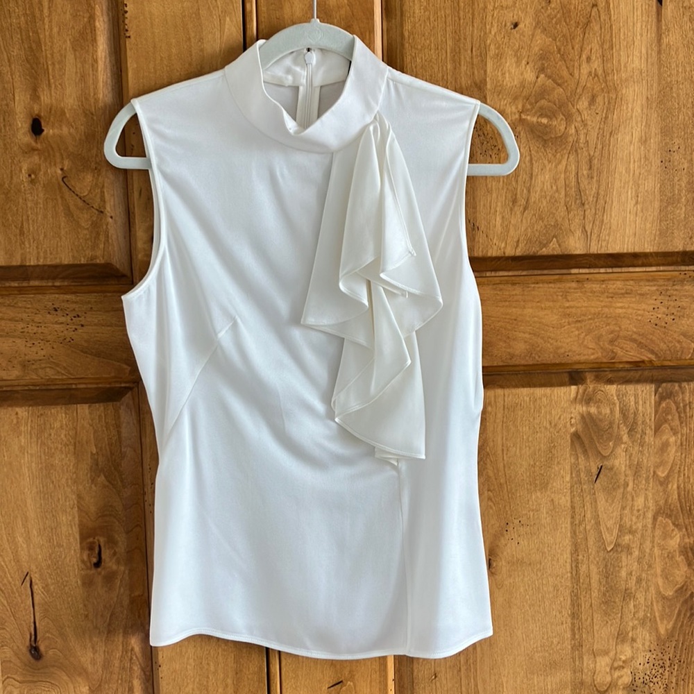 Alexander McQueen Silk Mock Neck Blouse with Ruffle detail IT 44